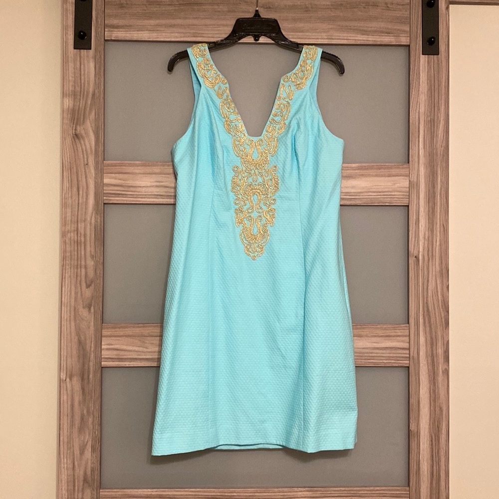 Lilly Pulitzer blue with gold embroidery